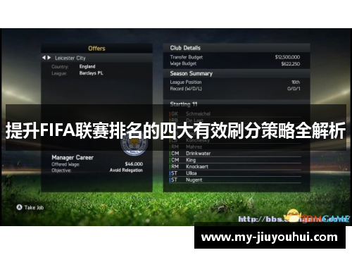提升FIFA联赛排名的四大有效刷分策略全解析